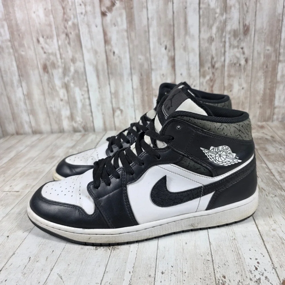 Jordan Air Jordan 1 Mid Black Elephant White Black FB9911-001 Mens 12